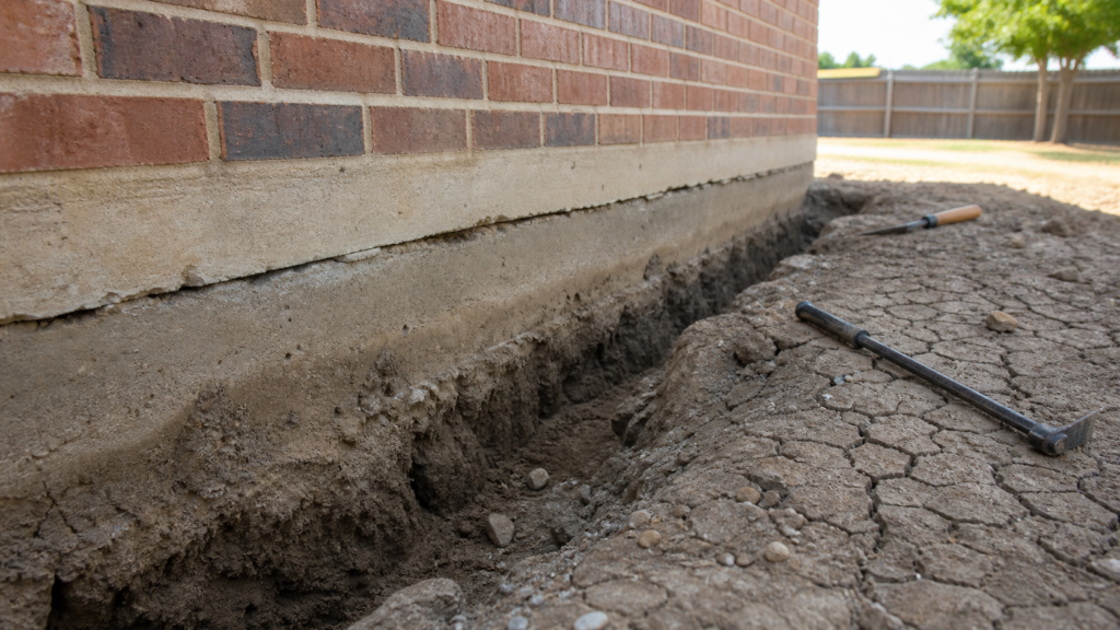 Drought, Clay Soil, and Foundation Movement in Garland — realistic foundation service scene in Garland, Texas