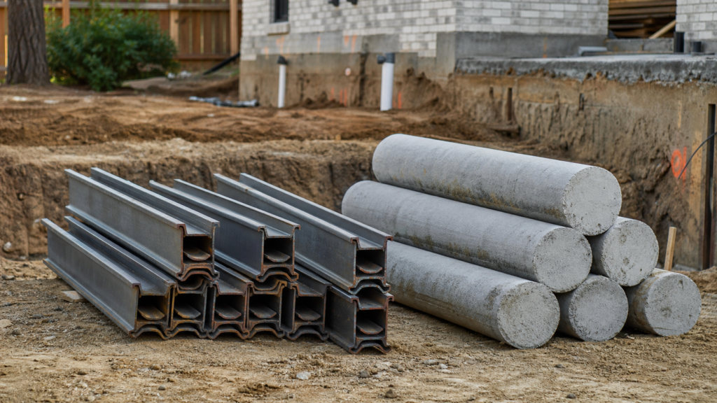 Pressed Steel Pilings vs. Concrete Pilings in Garland — realistic foundation service scene in Garland, Texas