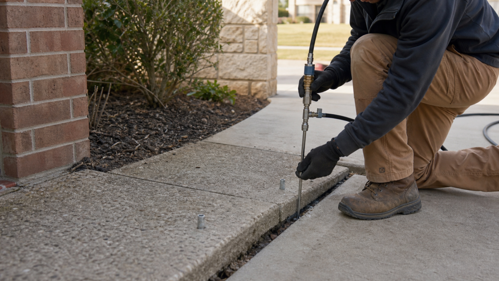 Polyurethane Foam Injection for Voids Near Garland Slabs — realistic foundation service scene in Garland, Texas