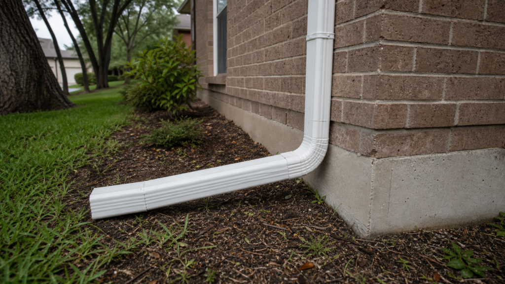 Gutters and Downspouts for Foundation Moisture Control in Garland — realistic foundation service scene in Garland, Texas